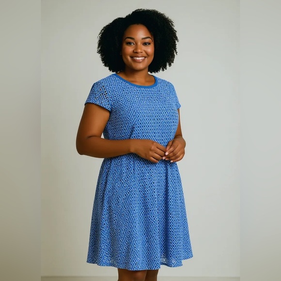 Tommy Hilfiger lattice Blue  Dress - Picture 1 of 4